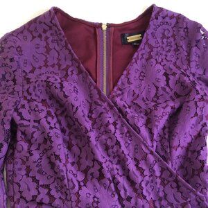 Alexis Admor Womens Romper with Pockets Size Small Purple Lace 3/4 Sleeves